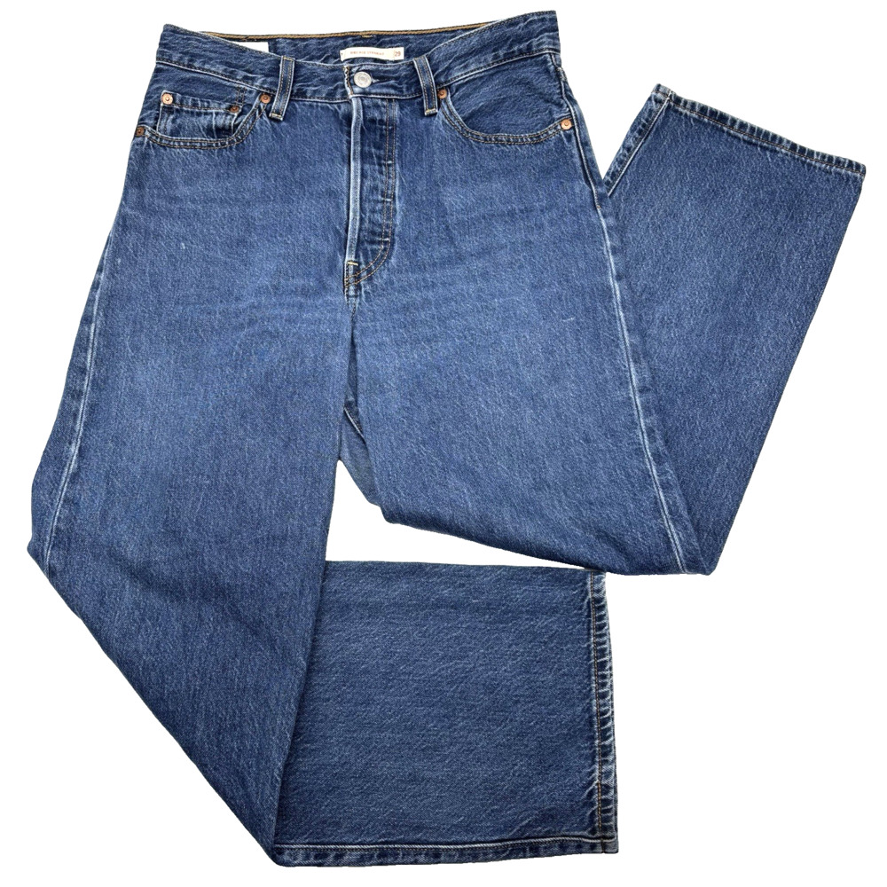 2021 Levi's Premium Ribcage Straight Med Wash High Rise Button Fly Jeans 29x28"